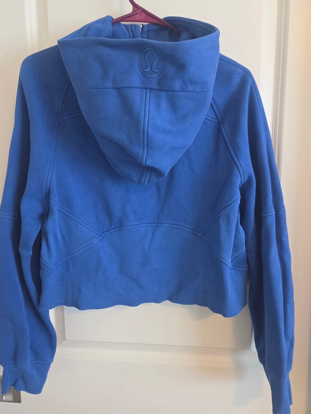lululemon athletica Blue Hooded Half Zip Cropped Jacket